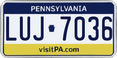 PA license plate LUJ7036