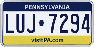 PA license plate LUJ7294