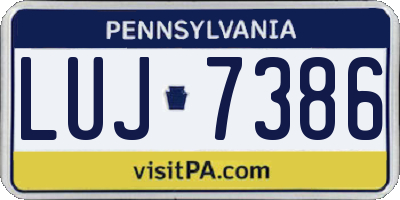 PA license plate LUJ7386