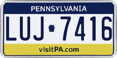 PA license plate LUJ7416