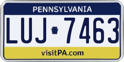 PA license plate LUJ7463
