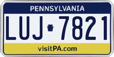 PA license plate LUJ7821