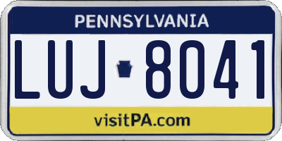 PA license plate LUJ8041