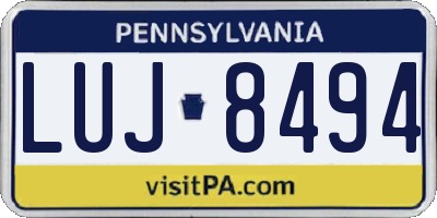 PA license plate LUJ8494