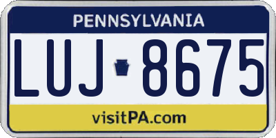PA license plate LUJ8675