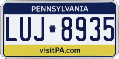 PA license plate LUJ8935