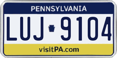 PA license plate LUJ9104