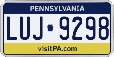PA license plate LUJ9298