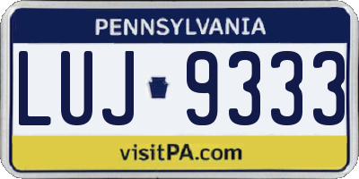 PA license plate LUJ9333