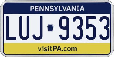 PA license plate LUJ9353