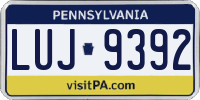 PA license plate LUJ9392