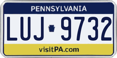 PA license plate LUJ9732