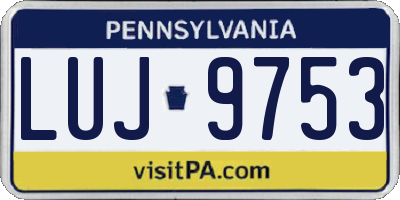 PA license plate LUJ9753