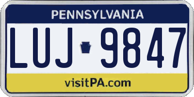 PA license plate LUJ9847