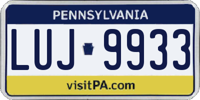PA license plate LUJ9933