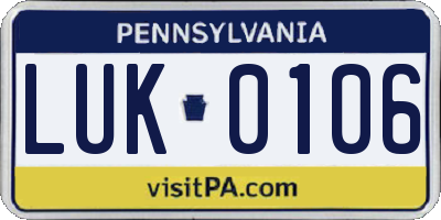 PA license plate LUK0106