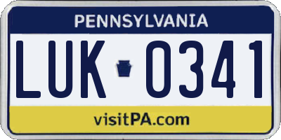 PA license plate LUK0341