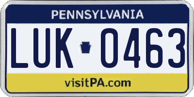 PA license plate LUK0463