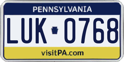 PA license plate LUK0768