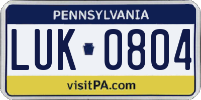 PA license plate LUK0804