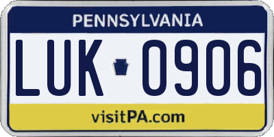 PA license plate LUK0906