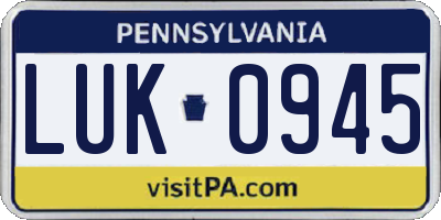 PA license plate LUK0945