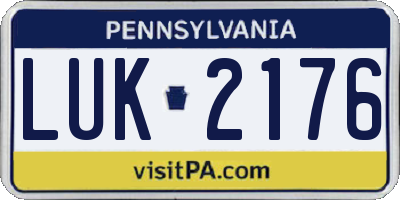 PA license plate LUK2176