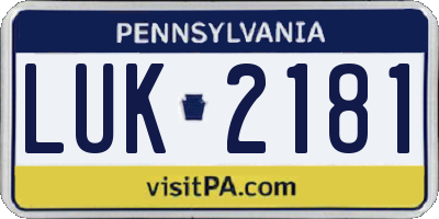 PA license plate LUK2181