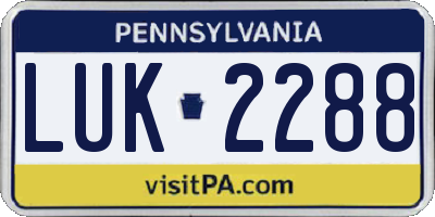 PA license plate LUK2288
