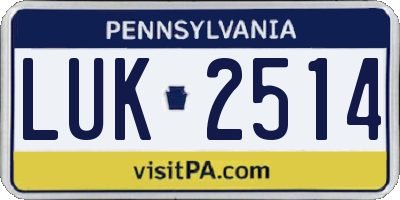 PA license plate LUK2514