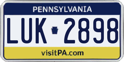 PA license plate LUK2898