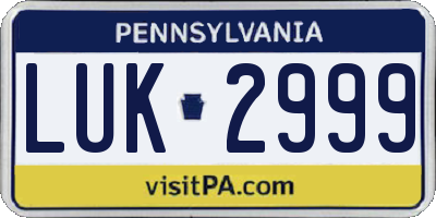 PA license plate LUK2999