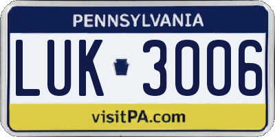PA license plate LUK3006
