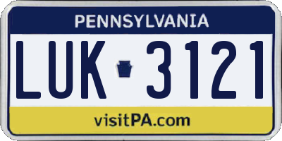 PA license plate LUK3121