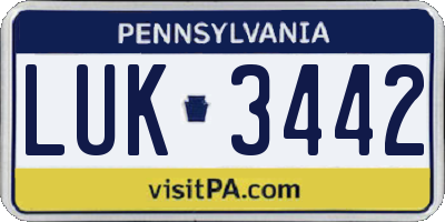 PA license plate LUK3442