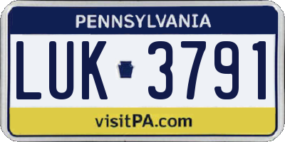 PA license plate LUK3791
