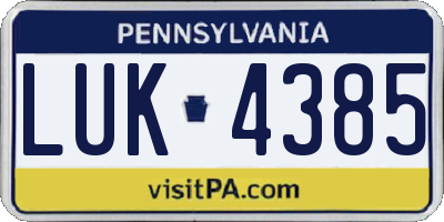 PA license plate LUK4385
