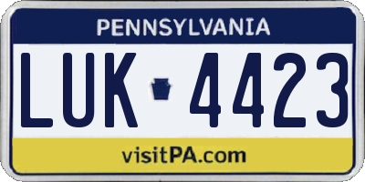 PA license plate LUK4423