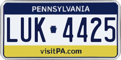 PA license plate LUK4425
