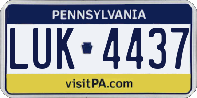 PA license plate LUK4437