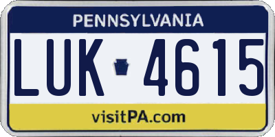 PA license plate LUK4615