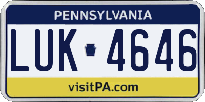 PA license plate LUK4646