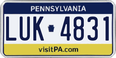 PA license plate LUK4831