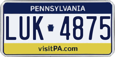 PA license plate LUK4875