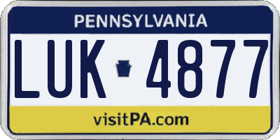PA license plate LUK4877