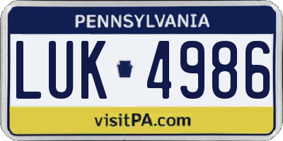 PA license plate LUK4986