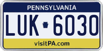 PA license plate LUK6030