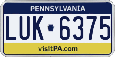 PA license plate LUK6375