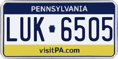 PA license plate LUK6505