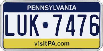 PA license plate LUK7476